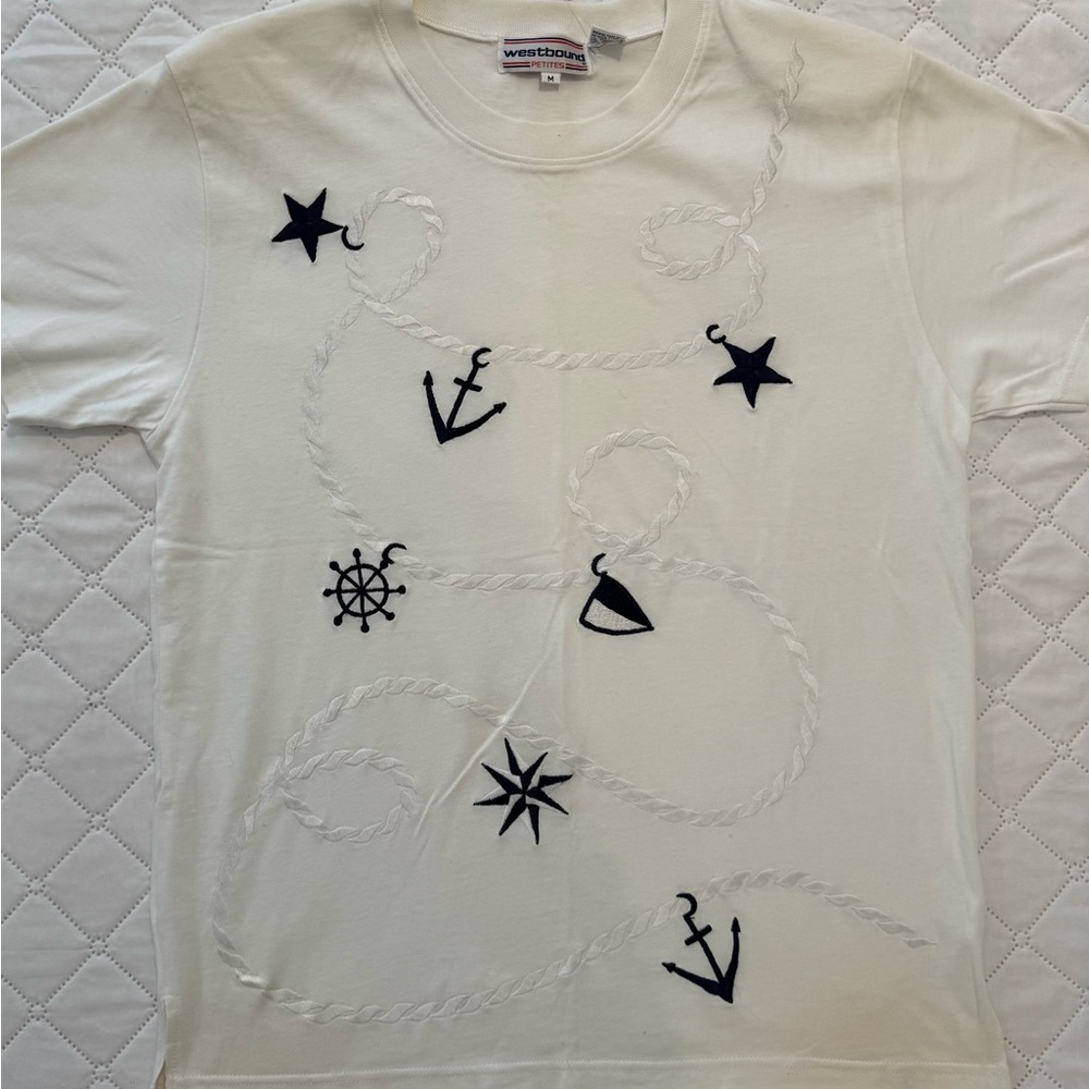 Women’s Vintage Nautical Themed Crew Neck Tshirt